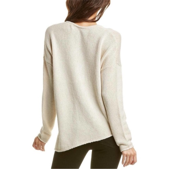Helmut Lang Asymmetric Long Sleeve Ivory Knit Wool Blend Sweater size P - Picture 2 of 7